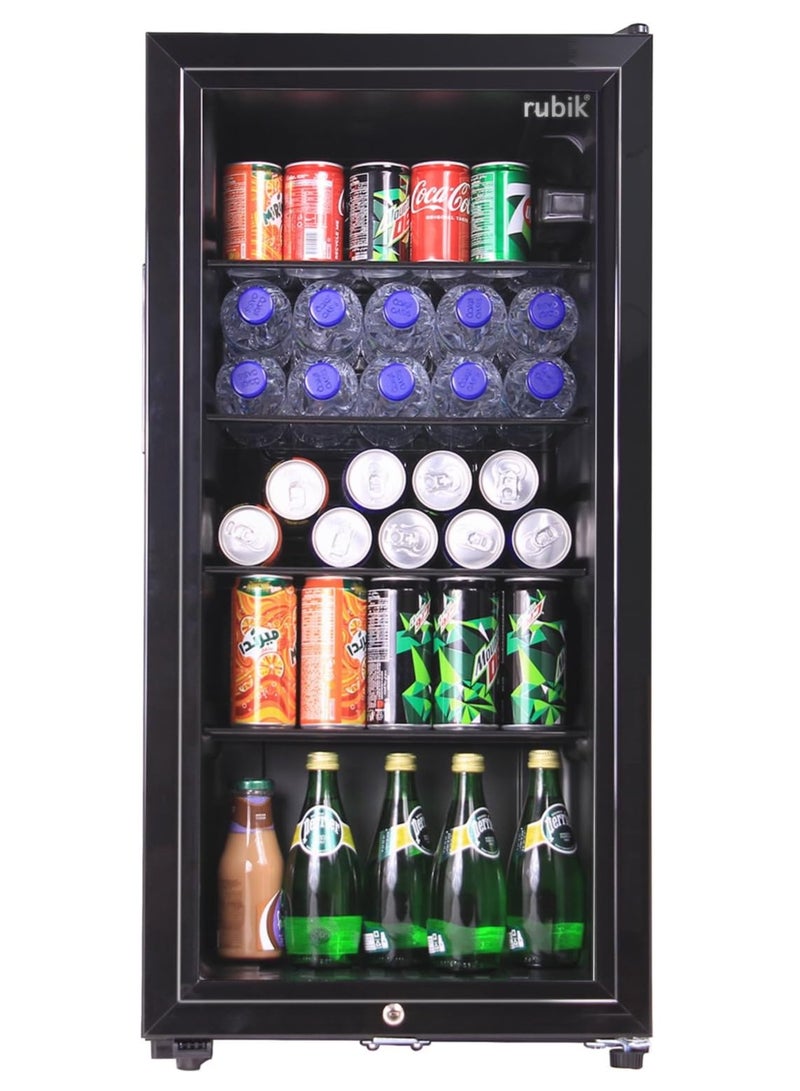 Rubik 88L Glass Door Refrigerator All Black Edition Four Countertop or Cabinets, Direct Cold with Frost, LED Light and Key Lock, (RB-88HC-JC), Black  - Image 3