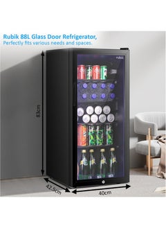 88L Glass Door Refrigerator All Black Edition Four Countertop or Cabinets, Direct Cold with Frost, LED Light and Key Lock, (RB-88HC-JC), Black - pzsku/Z7F87EA154FF0C7CF4641Z/45/1741179859/09a2e877-8ee6-4e06-b361-931d37533bed