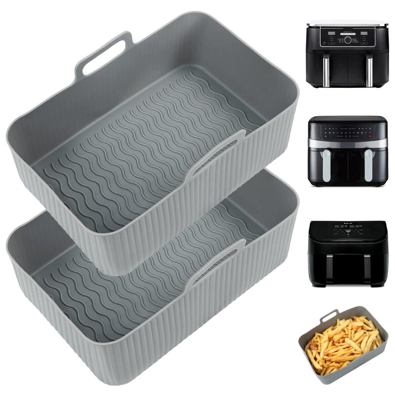 YQL Large Silicone Air Fryer Liner for Ninja AF451UKAF400UKSL400UKSL400UKCP 95LInstant VortexSalterEmtronics Dual Air Fryers Air Fryer Accessories Air Fryer Liners Reusable 2PCS