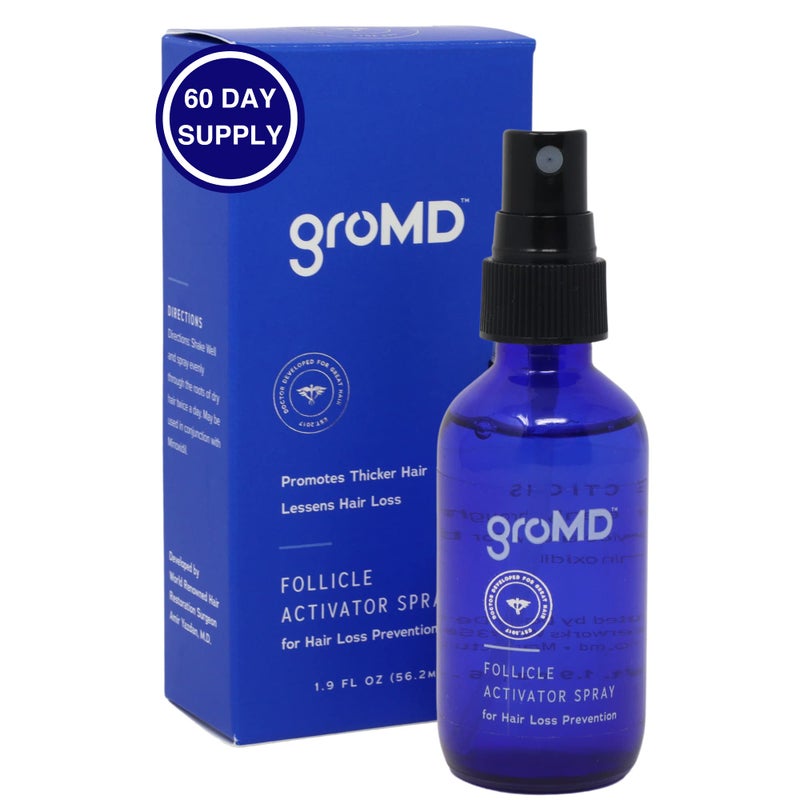GroMD Hair Loss Serum, Hair Growth Treatment, Regrowth, Follicle Activator Spray, Argan Oil, Biotin & Caffeine, Thickening, Doctor Developed, DHT Blocking Ingredients, 60 Day Supply - Image 1