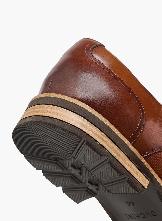 دوتشيني Men's Textured Slip-On Monk Strap Shoes with Buckle Accent