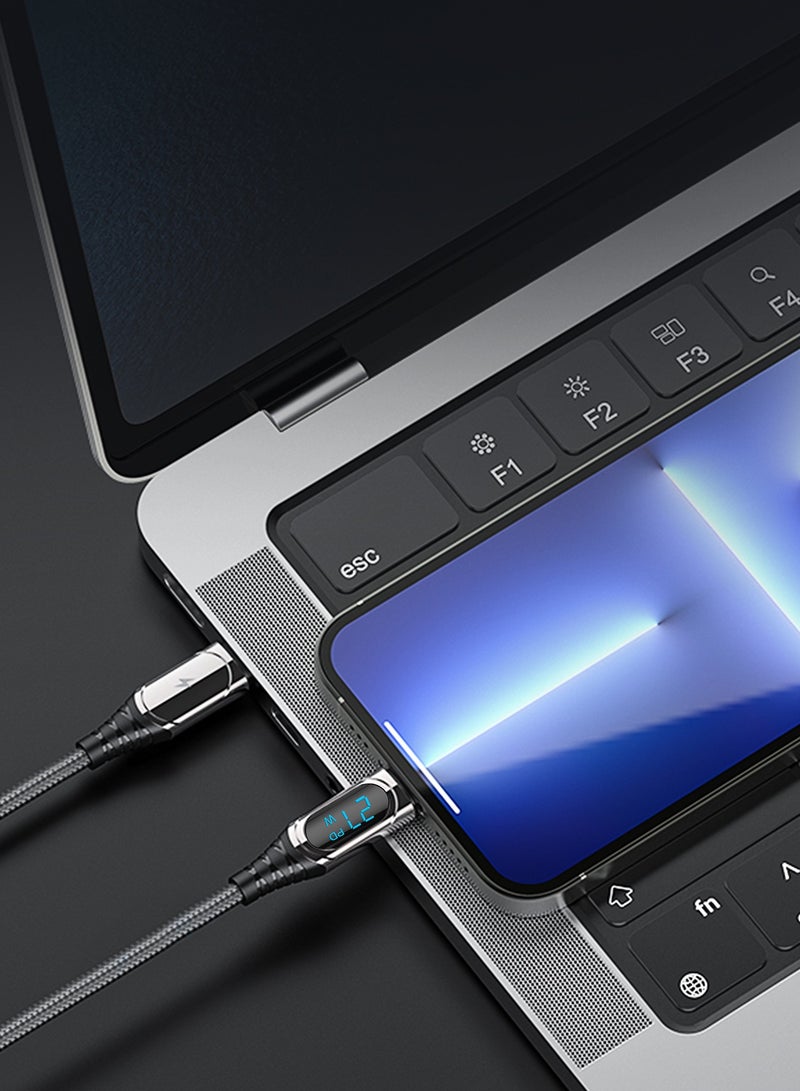 Cellairis Premium Nylon LED Cable PD 27W C-L 1.2M - Black - Image 5