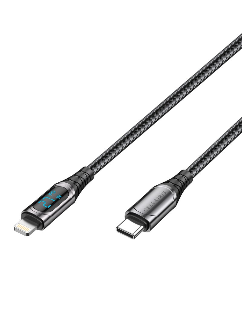 Cellairis Premium Nylon LED Cable PD 27W C-L 1.2M - Black - Image 4