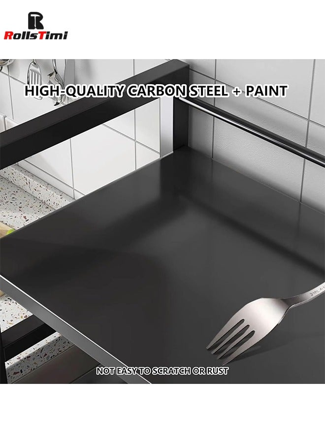 RollsTimi  Storage Organizer Adjustable 4-Tier Kitchen Shelves, Vegetable Storage Rack with Removable Wire Storage Basket Rolling Baker’s Rack icrowave Cart Stand - Image 4