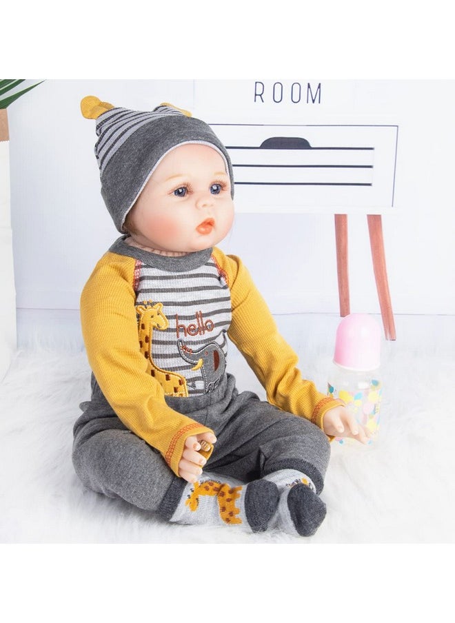 Pedolltree - Reborn Baby Dolls Clothes 24 Inch Boy For 22-24 Inch Reborn Dolls Clothes Accesories Outfits Yellow Stripe 4 Pcs Set - Image 1