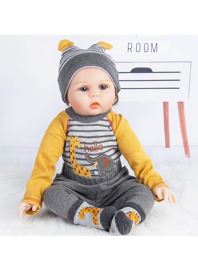 Pedolltree - Reborn Baby Dolls Clothes 24 Inch Boy For 22-24 Inch Reborn Dolls Clothes Accesories Outfits Yellow Stripe 4 Pcs Set - Image 1