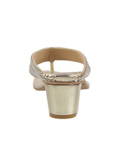 Mochi Mochi Women Gold Block Heel Ethnic Sandal UK/6 EU/39 (40-1)  - Image 4