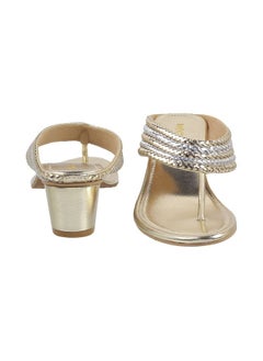 Mochi Mochi Women Gold Block Heel Ethnic Sandal UK/6 EU/39 (40-1)  - Image 5