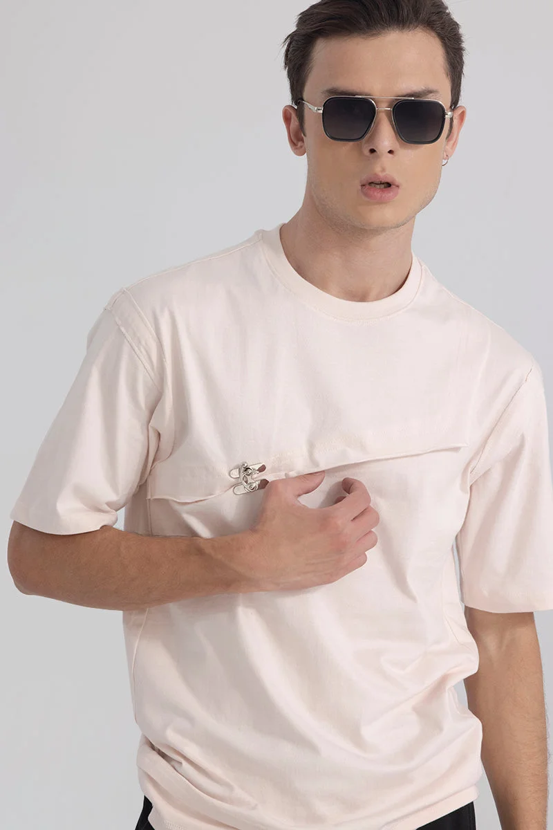 سنيتش Light Pink Graphic Half Sleeve Slim Fit Streetwear T-Shirt