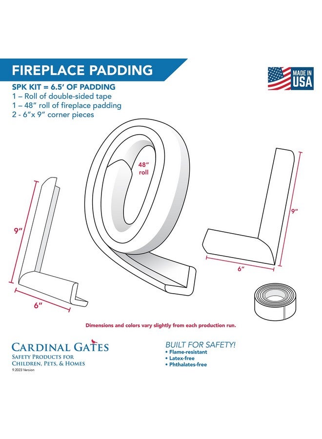 Cardinal Gates SPK Small Hearth Pad Kit - Fireplace Baby Proofing - Adhesive Backed Fireplace Bumpers for Babies - 4 Foot Roll of Padding & Two 6" x 9" Corners - Made in The USA - Brown - Image 2