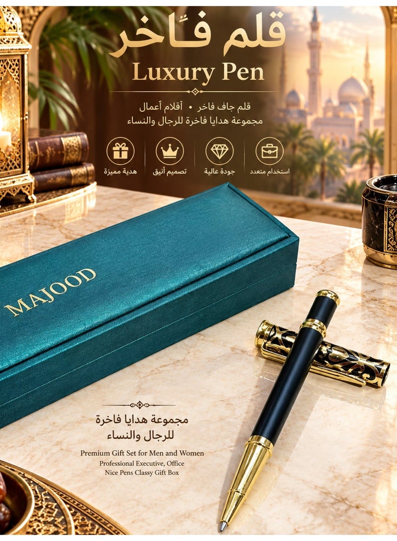 MAJOOD Premium Gift Set: 33 Beads Natural Tiger's Eye Prayer Beads And a Replaceable Ink cartridge Black and Golden pen (Two-Piece Set) – Includes a Beautiful Gift Box, Ideal for Ramadan, Eid al-Fitr, and Daily Prayers. - Image 3