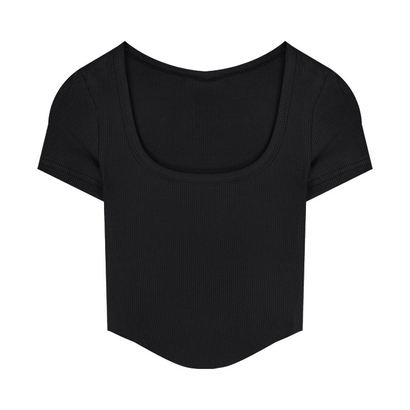 Pit T-Shirt Women'S 2025 Style Asymmetrical High-Waist Tie Short Tight Slimming Look Short-Sleeved Top - Image 1