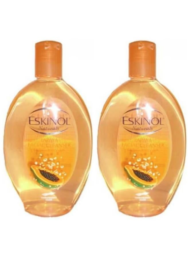Eskinol Two bottles of facial cleanser with natural papaya extract, orange, 225 milliliters. - Image 1