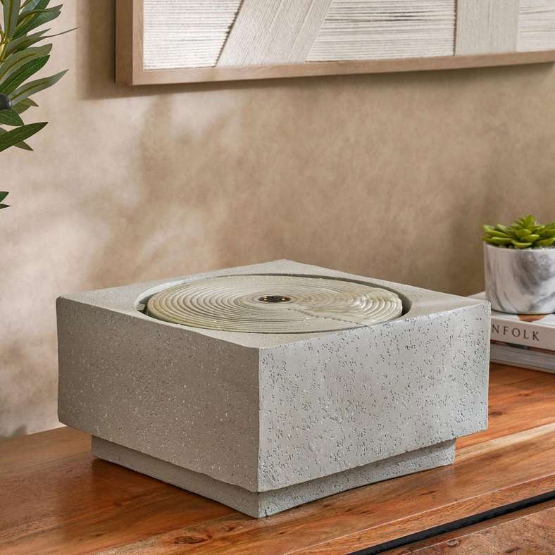 Midas Polyresin Table Fountain 28x28x15cm- Beige