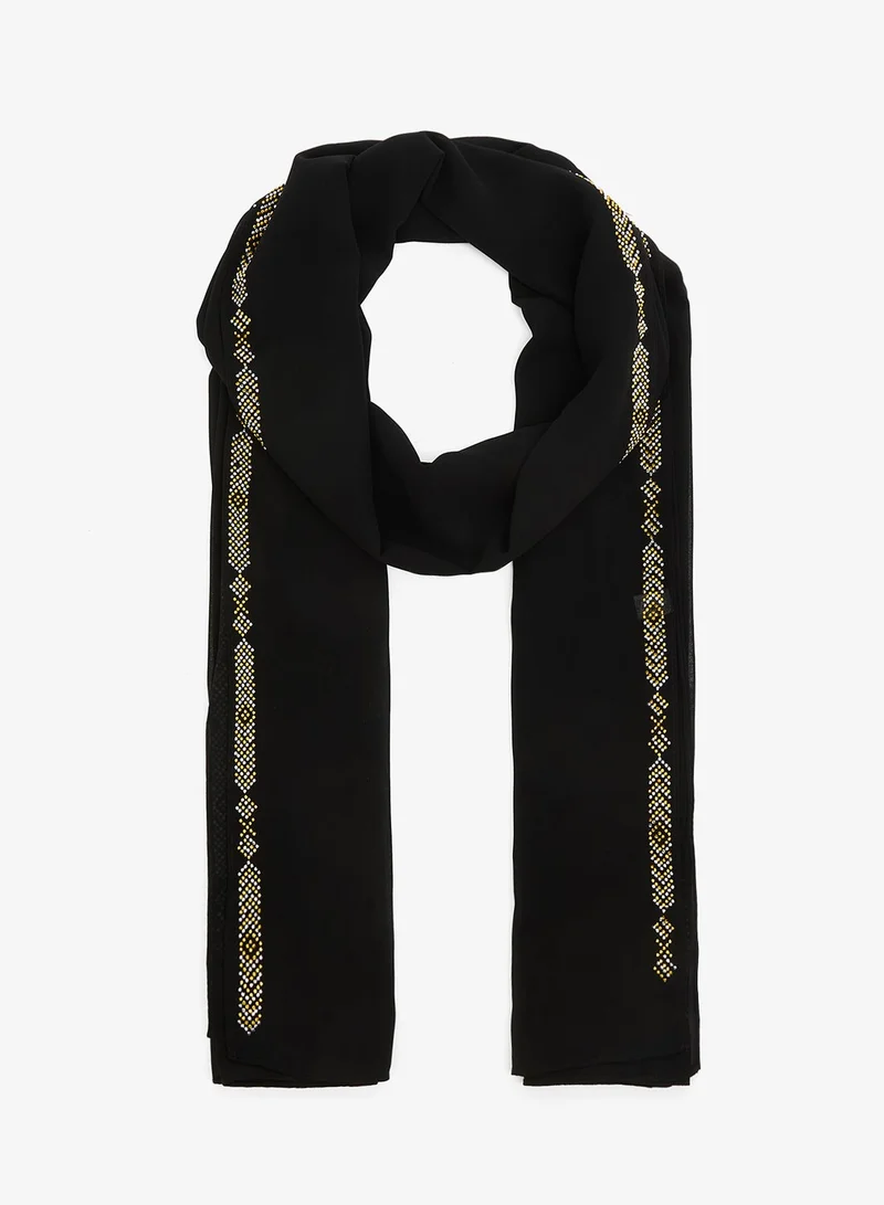 Khizana Embellished Rhinestone Gold Detail Modest Hijab Headscarf