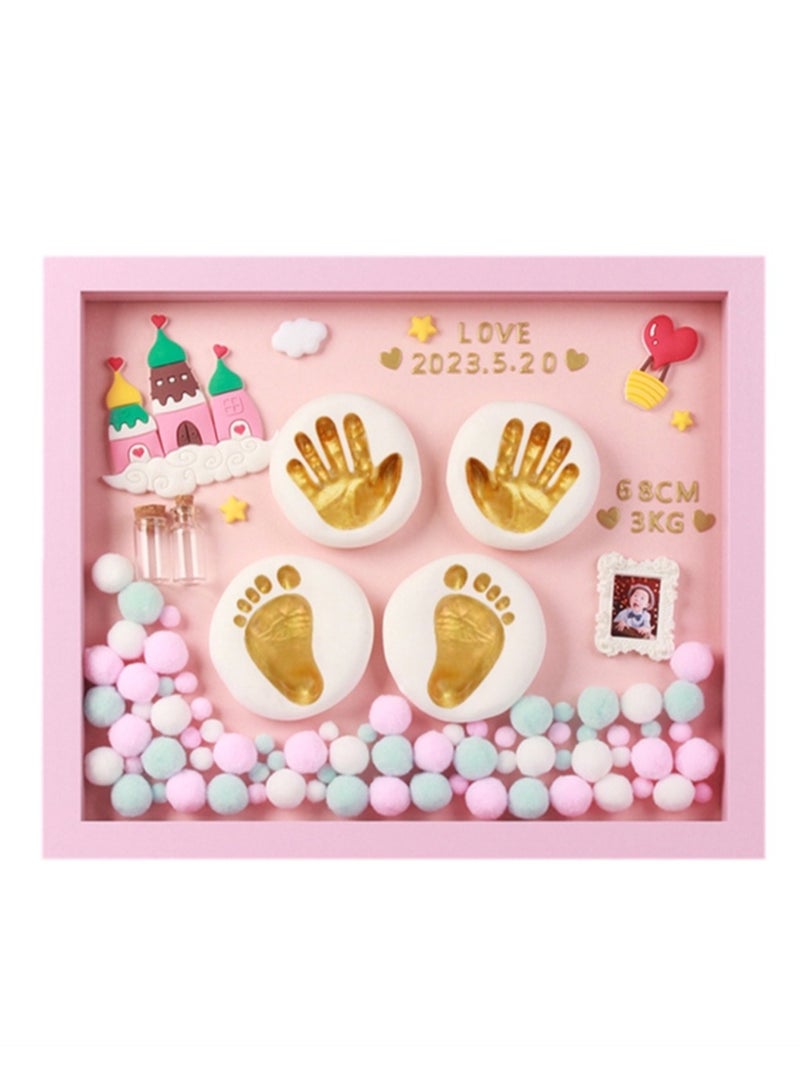 Baby hand and foot prints mud lanugo souvenir photo frame newborn baby hand prints and footprints commemorative gift set - Image 1