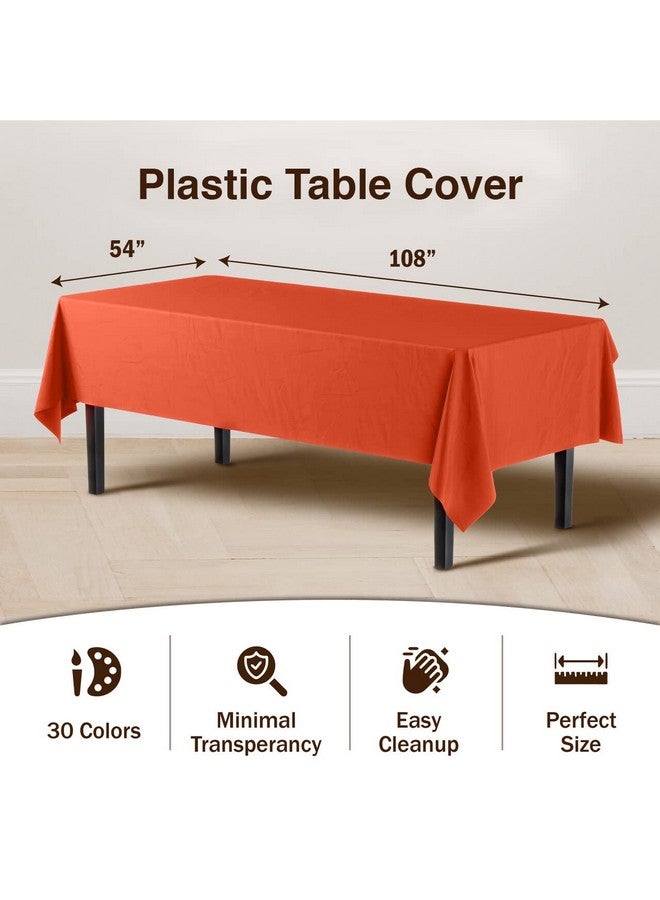 Exquisite 12-Pack Premium Plastic Tablecloth 54in. x 108in. Rectangle Table Cover - Orange - Image 3