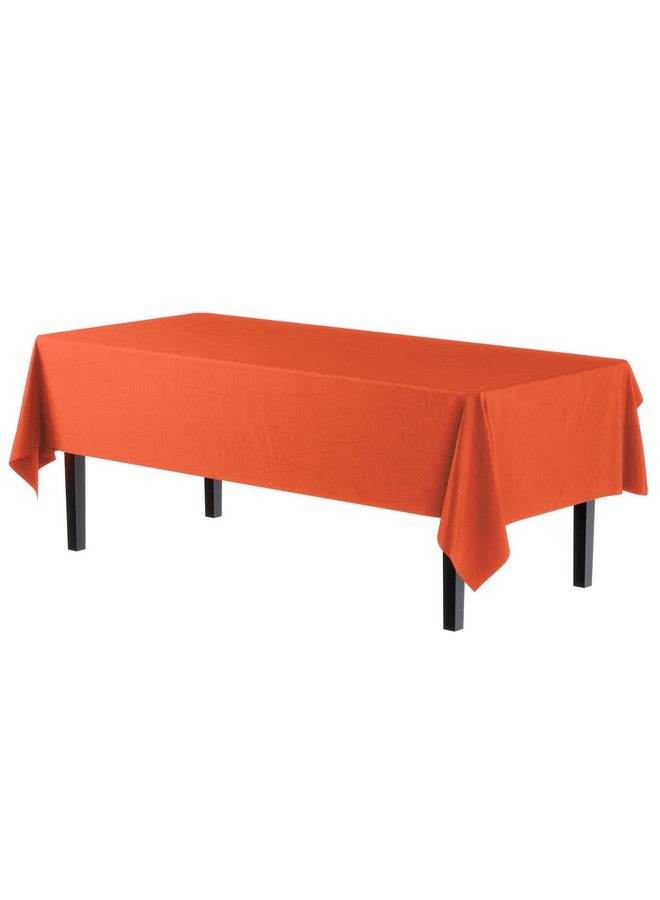 Exquisite 12-Pack Premium Plastic Tablecloth 54in. x 108in. Rectangle Table Cover - Orange - Image 2