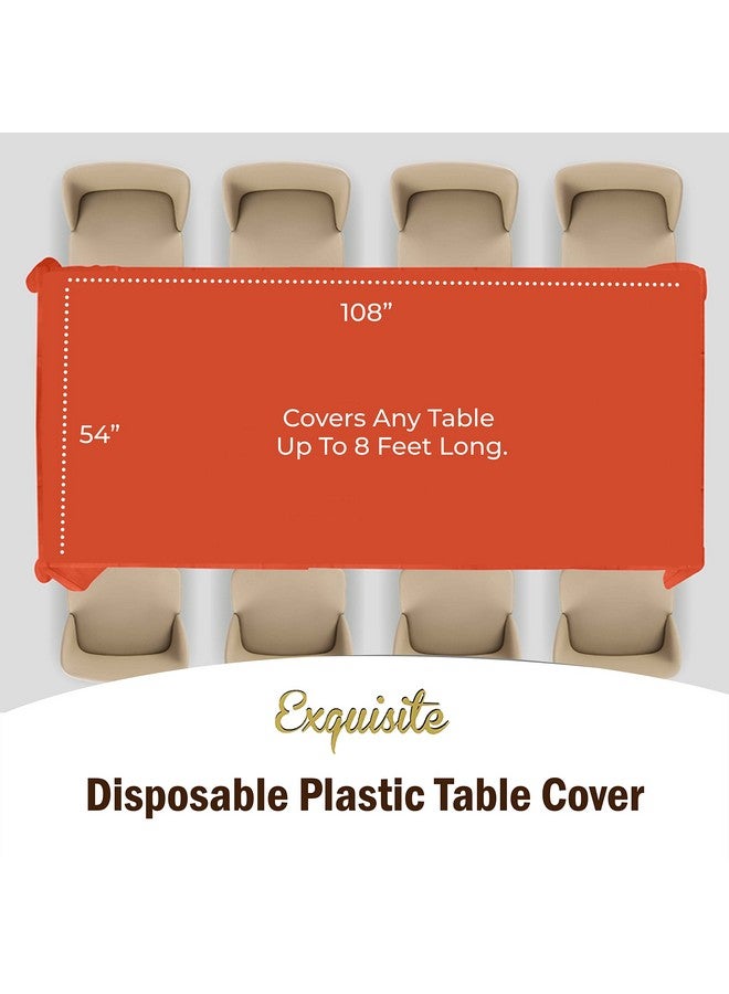 Exquisite 12-Pack Premium Plastic Tablecloth 54in. x 108in. Rectangle Table Cover - Orange - Image 4