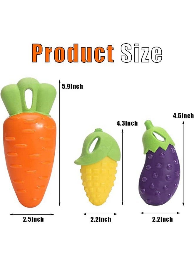 ألعاب مضغ الكلاب التي تصدر أصوات صرير - لعبة غير قابلة للتدمير للكلاب التي تمضغ بشكل عدواني، ألعاب الكلاب المصنوعة من المطاط المتين القوي على شكل جزرة لتنظيف الأسنان وتصدر أصوات صرير - عبوة من 3 قطع - Image 2