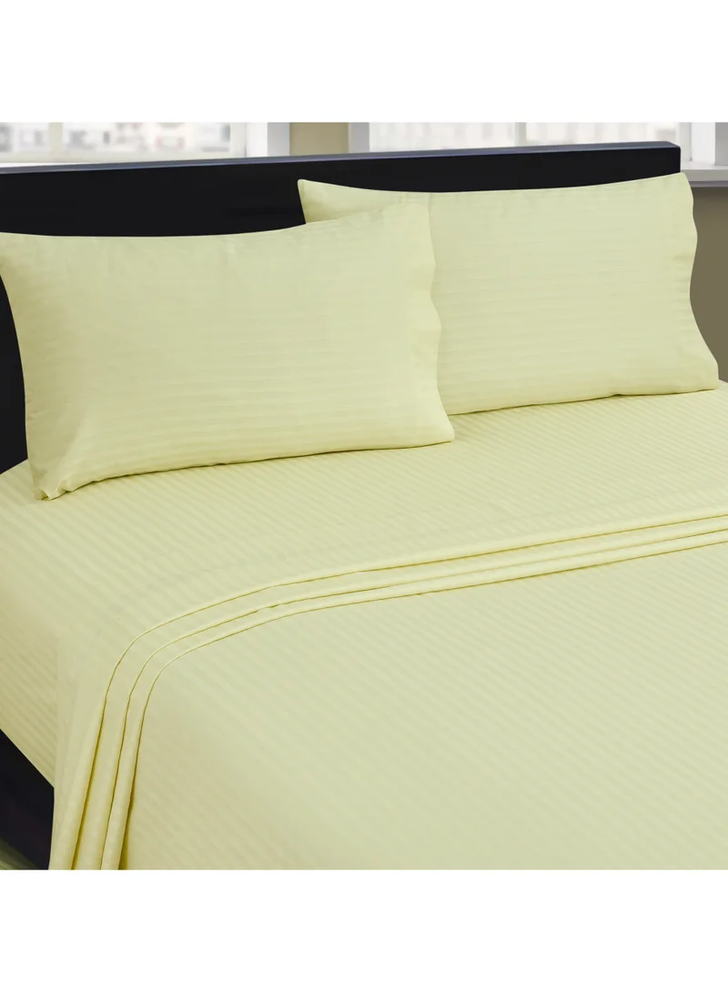 Bliss Casa Bliss Casa 3 Pieces 1cm Stripe Bed Sheets Full (140x200+30 cm) - Soft Satin Sheet Set with Pillowcases - Deep Pocket, Hotel Collection, Luxury Bedding Set include 1 fitted Sheet, 2 Pillowcases -Cream
