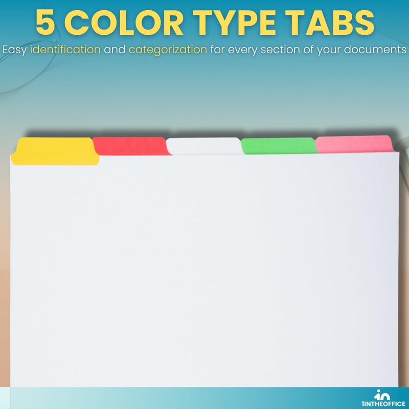 1InTheOffice 3-Pack Plastic Binder Divider with 5 Colored Tabs, 3-Hole, Letter/A4 Size, Multi-colored (Red, Blue, Yellow, Green, Pink) - Image 4