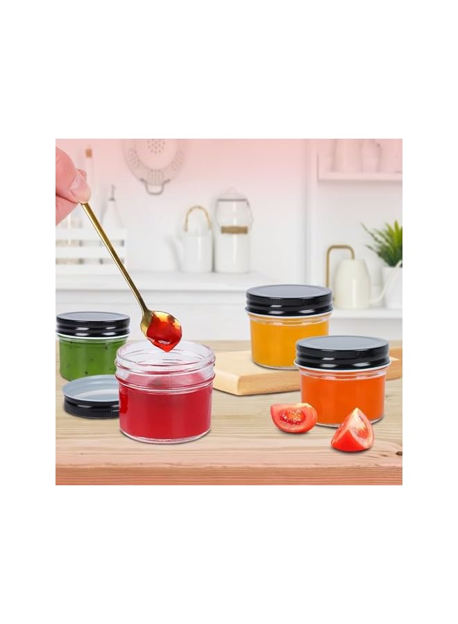 The Bros 12Pack 4oz Glass Jars with Black Lids, Small Wide Mouth Mason Jars for Honey, Jam, Jelly, Baby Food, Wedding Favors, Shower Gifts, Spice Storage, DIY Crafts, and Kitchen Organization - Image 4