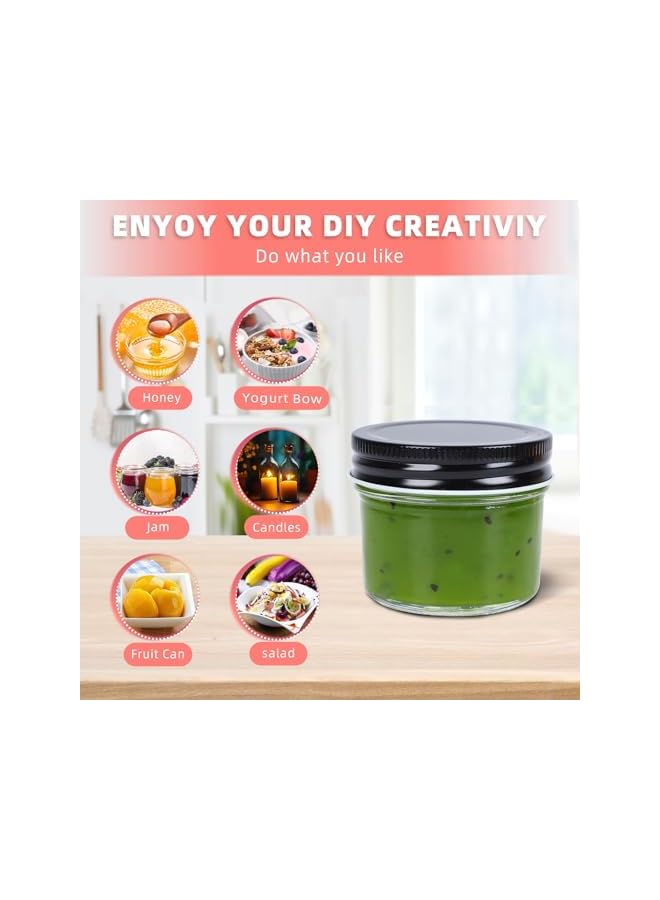The Bros 12Pack 4oz Glass Jars with Black Lids, Small Wide Mouth Mason Jars for Honey, Jam, Jelly, Baby Food, Wedding Favors, Shower Gifts, Spice Storage, DIY Crafts, and Kitchen Organization - Image 5