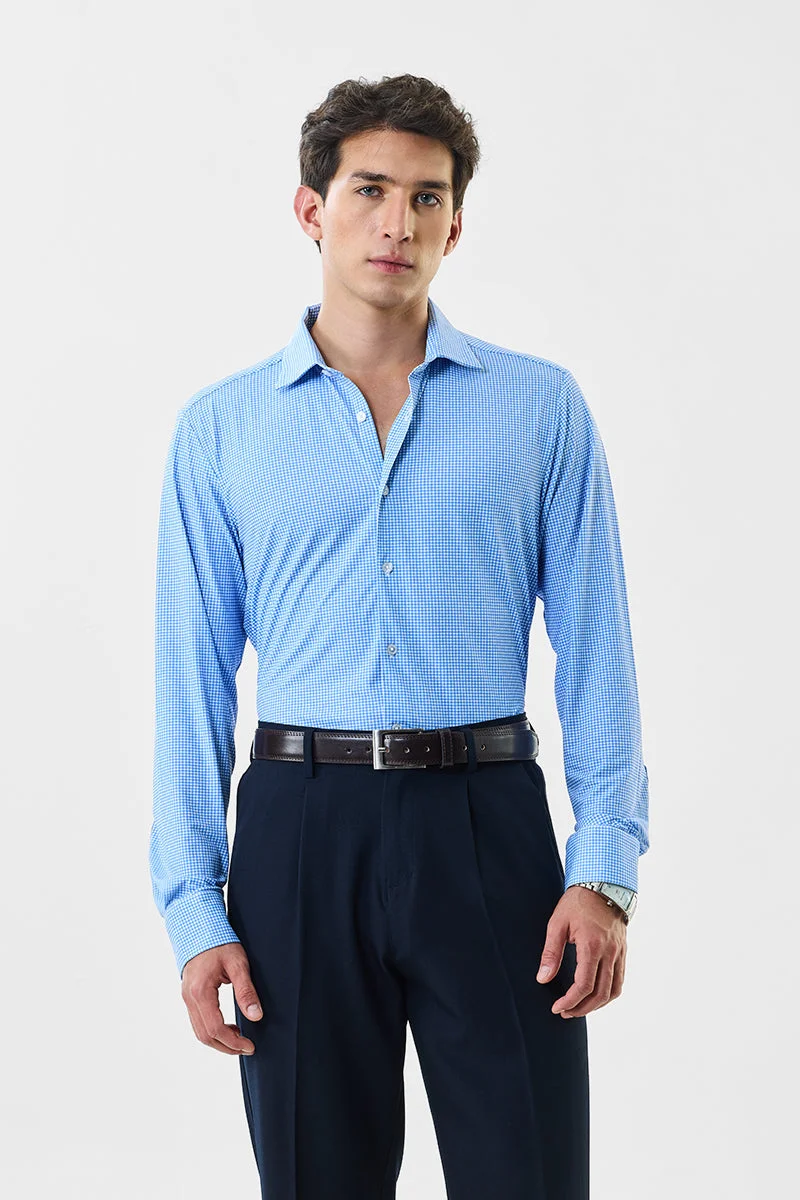 SNITCH Micro Check Slim Fit Technical Shirt