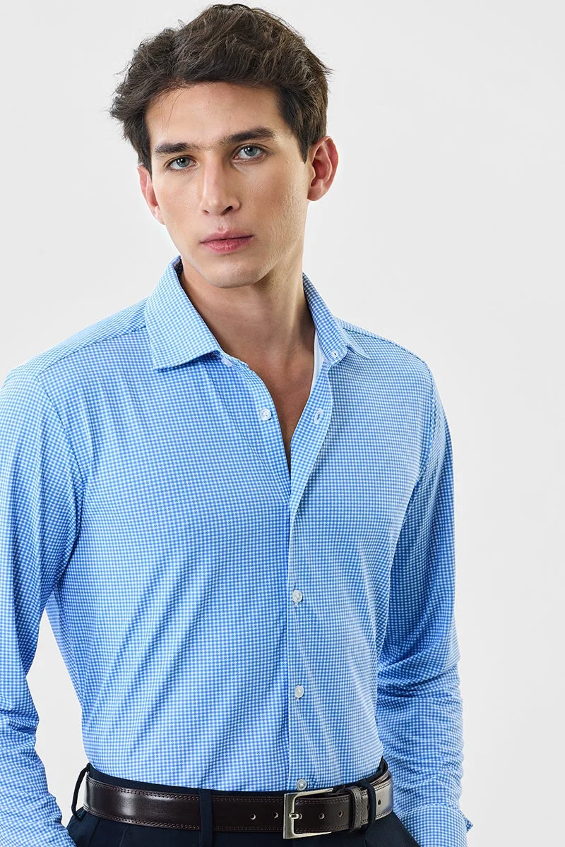 سنيتش قميص تقني بقصة ضيقة بنقشة مربعات دقيقة