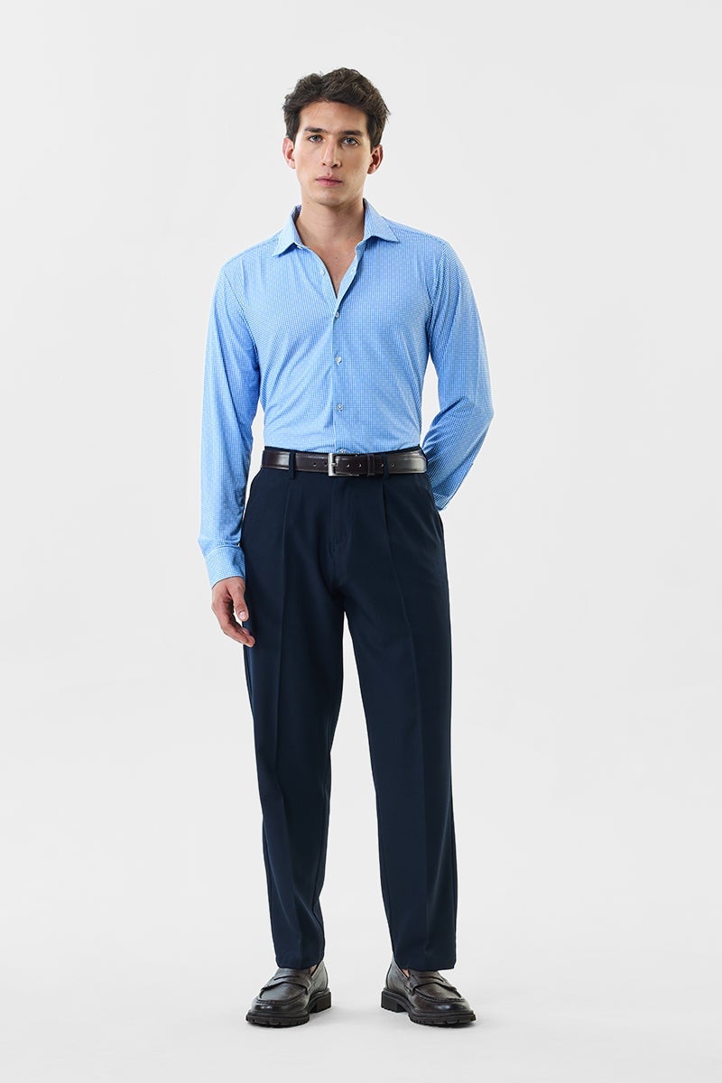 SNITCH Micro Check Slim Fit Technical Shirt - Image 4