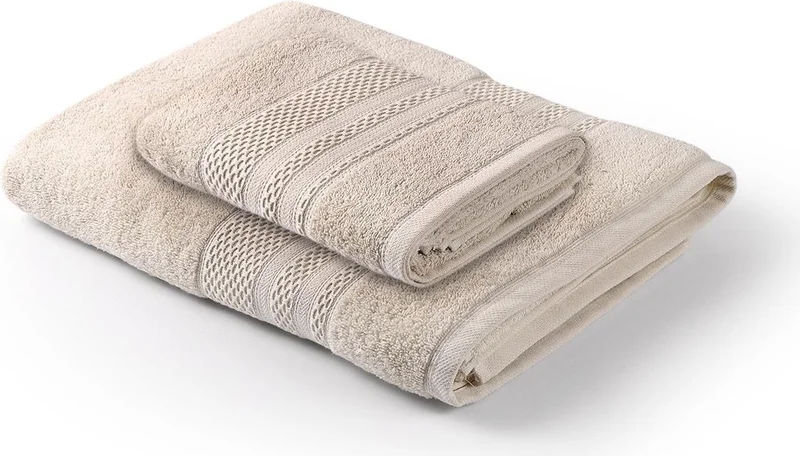 بلونيتي Natural Cotton 2-Piece Bath Towel Soft Rare 90 x 150 + 50 x 90 Ecru