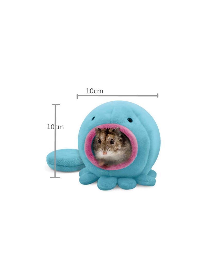 GGOOT Hamster Hut Hamster Bed Warm Beds for Small Animal in Octopus Shape Soft and Warm 10x10CM Blue Creative and Useful - Image 2