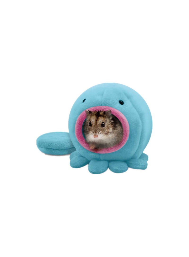GGOOT Hamster Hut Hamster Bed Warm Beds for Small Animal in Octopus Shape Soft and Warm 10x10CM Blue Creative and Useful - Image 1