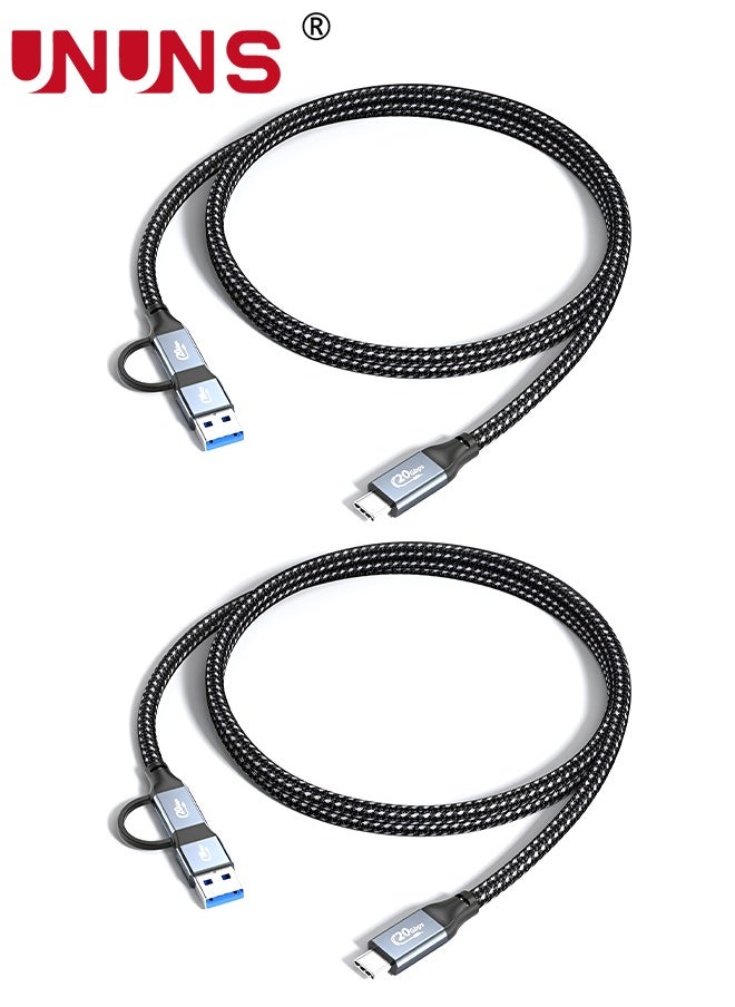 UNUNS كابل USB C إلى USB C، قطعتان بطول 3.3 قدم، كابل شحن سريع 100 وات PD 5A من النوع C إلى النوع C، سلك شاحن USB-C مضفر من النايلون لهاتف iPhone 15/15 Pro/15 Plus/15 Pro Max، Samsung S22، iPad، جميع منافذ USB C  - Image 1