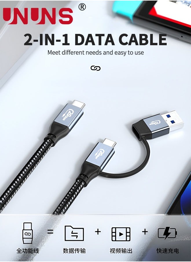UNUNS كابل USB C إلى USB C، قطعتان بطول 3.3 قدم، كابل شحن سريع 100 وات PD 5A من النوع C إلى النوع C، سلك شاحن USB-C مضفر من النايلون لهاتف iPhone 15/15 Pro/15 Plus/15 Pro Max، Samsung S22، iPad، جميع منافذ USB C  - Image 2