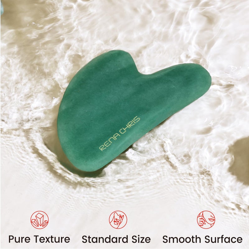 Rena Chris Gua Sha Facial Tools: Jade Stone Guasha Tool for Face Acupuncture Therapy, Facial Massager for Jawline Sculpting and Puffiness Reducing (Green) - Image 5