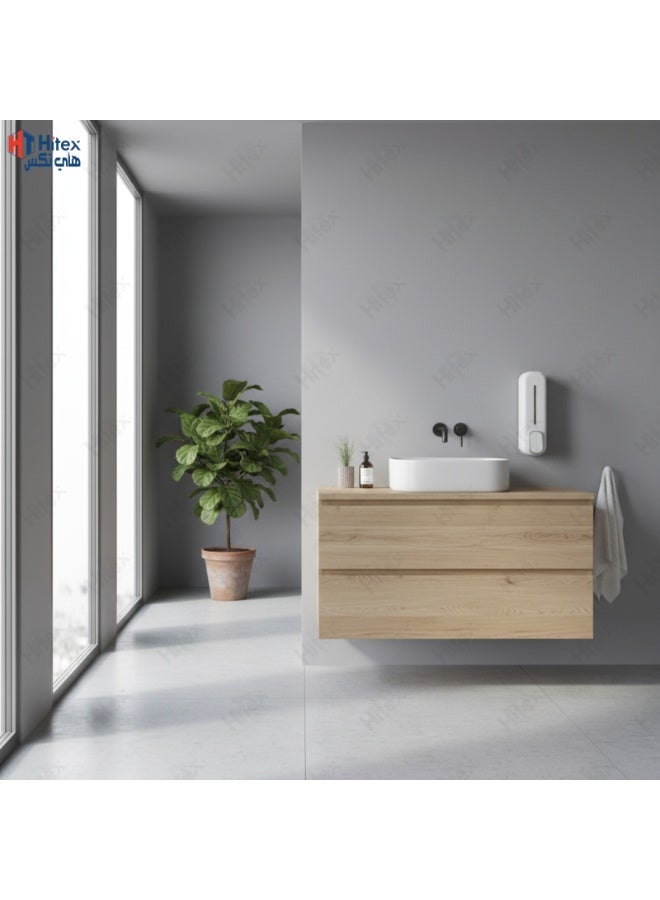 هيتكس موزع صابون سيينا مثبت على الحائط، سعة ٣٥٠ مل | موزع صابون وشامبو سائل من بلاستيك ABS مع زر ضغط | زجاجة مثبتة على الحائط للحمام والمطبخ | يتضمن براغي تركيب (١، أبيض) - Image 3