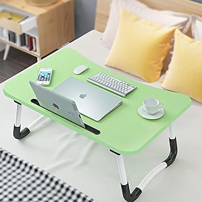 Vital Portable Folding Laptop Desk for BedWith iPad and Cup Holder Adjustable Lap Tray Notebook Stand Foldable NonSlip Legs Reading Table Tray for workingstudyingcamping 60x40x28cm Green - Image 3