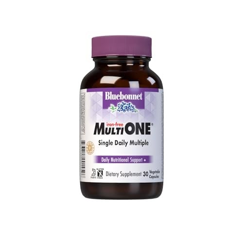 Bluebonnet Nutrition Multi ONE (Iron-Free), Daily Nutritional Support*, Kosher Certified, Gluten-Free, Dairy-Free, Vegetarian Friendly, 30 Vegetable Capsules, 30 Servings - Image 1