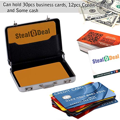Stealodeal Fashion New Mini Briefcase Debit/Credit/Visiting Card Case Cardholder for Men & Women (Silver) - Image 4