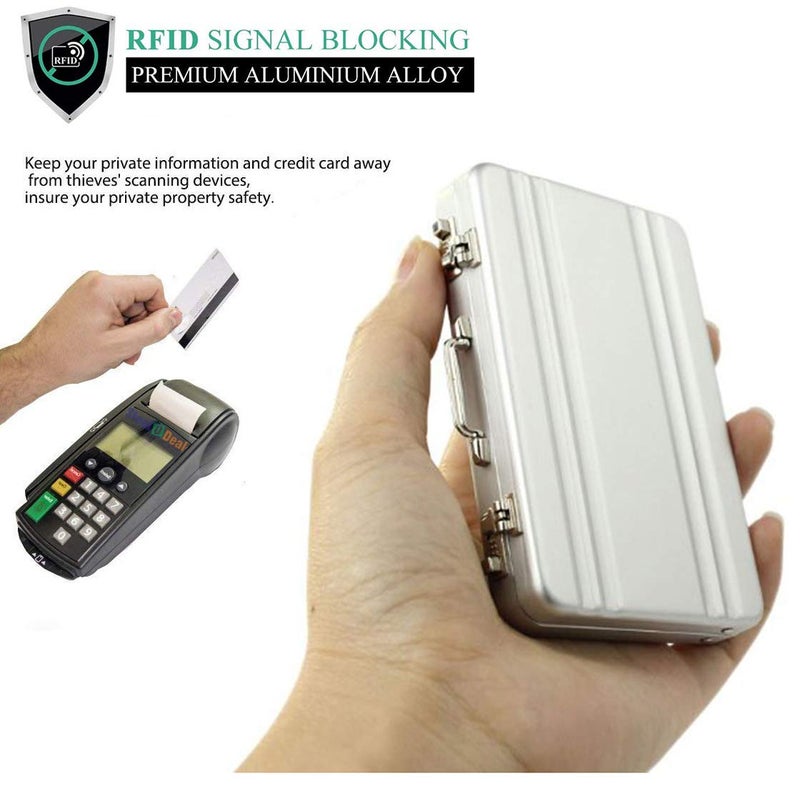 Stealodeal Fashion New Mini Briefcase Debit/Credit/Visiting Card Case Cardholder for Men & Women (Silver) - Image 5