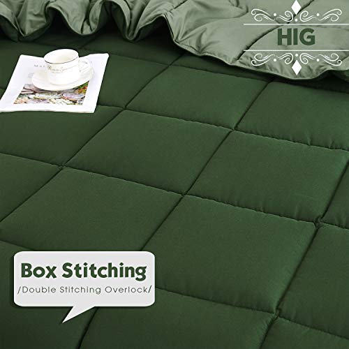 Hi -G HIG 3pc Green King Size Comforter Set -All Season Reversible Down Alternative Comforter Bedding Comforter -Quilted Duvet Insert with Corner Tabs - Box Stitched Blanket - Breathable, Soft, Fluffy - Image 3