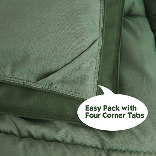 Hi -G HIG 3pc Green King Size Comforter Set -All Season Reversible Down Alternative Comforter Bedding Comforter -Quilted Duvet Insert with Corner Tabs - Box Stitched Blanket - Breathable, Soft, Fluffy - Image 5
