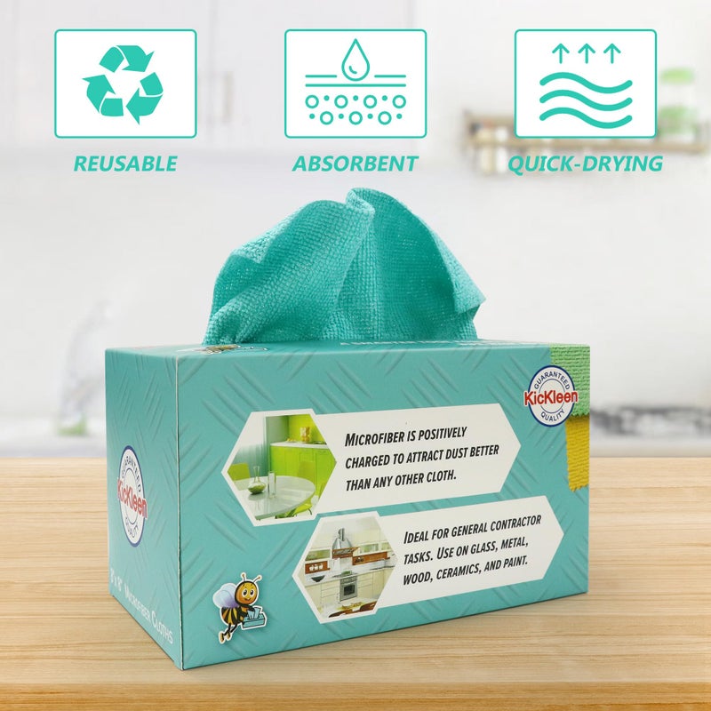kickleen Microfiber Cleaning Cloth, Lint-Free Shop Towels Reusable, Bulk Rags in a Box for Home, Kitchen and Car, 8 Inch x 8 Inch,40 Pack with Box (Blue) - Image 4