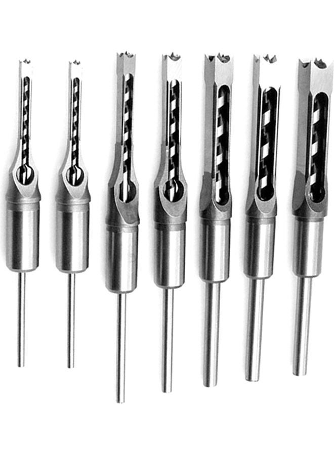 NIBEMINENT 7 Piece Woodworking Hole Saw Mortising Chisel Drill Bits Set Silver 22X5.5X13cm - Image 1
