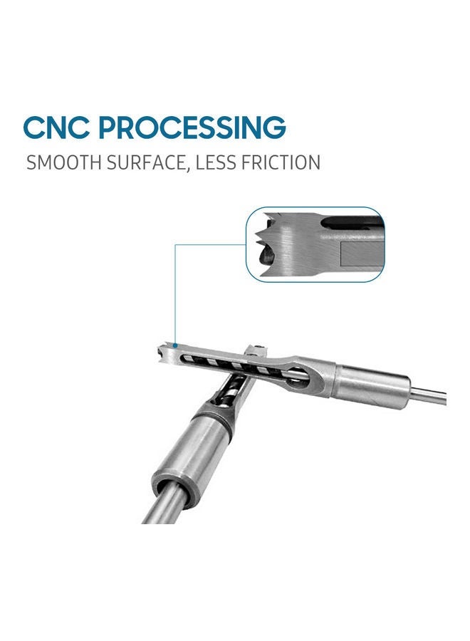 NIBEMINENT 7 Piece Woodworking Hole Saw Mortising Chisel Drill Bits Set Silver 22X5.5X13cm - Image 2