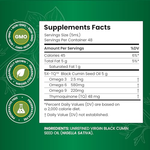Amazing Herbs Premium Liquid Black Seed Oil Cold Pressed with Nigella Sativa Aids in Digestive Health Omegas 3 6 9 Immune Support Brain Function Non GMO for Men and Women 8 Fl Oz - Image 5
