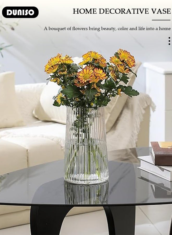 DUNISO مزهرية زجاجية شفافة مع حافة ذهبية مزهرية زهور مزهرية شفافة لتزيين الطاولة مزهرية باقة عصرية لتزيين المنزل المكتب هدية زفاف طاولة الطعام حفلة - Image 5