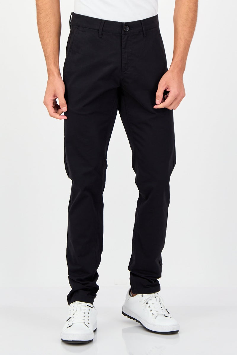 U.S. Polo Assn. Men Regular Fit Solid Chino Pants, Black - Image 1
